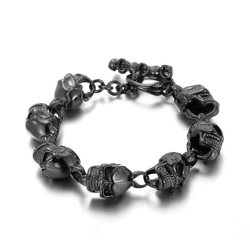 Gold/Black/Sier Color Devil Skull Head Bracelet Men 316L Stainless Steel Daily Jewelry Black Color 22cm