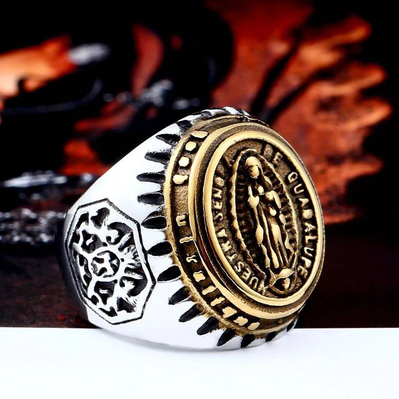 Domineering Figure Man Fashion Jewelry Virgin Mary Men Ring