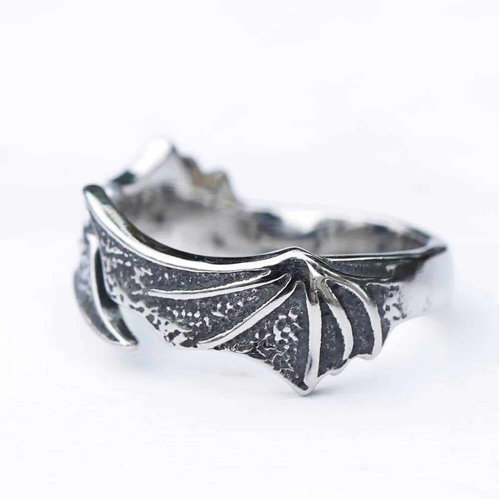Boho Feather Wing Ring – Antique 316L Stainless Steel Statement Jewelry