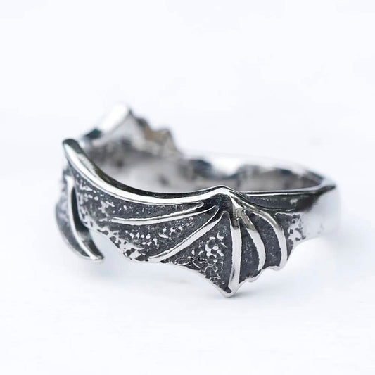 Boho Feather Wing Ring – Antique 316L Stainless Steel Statement Jewelry