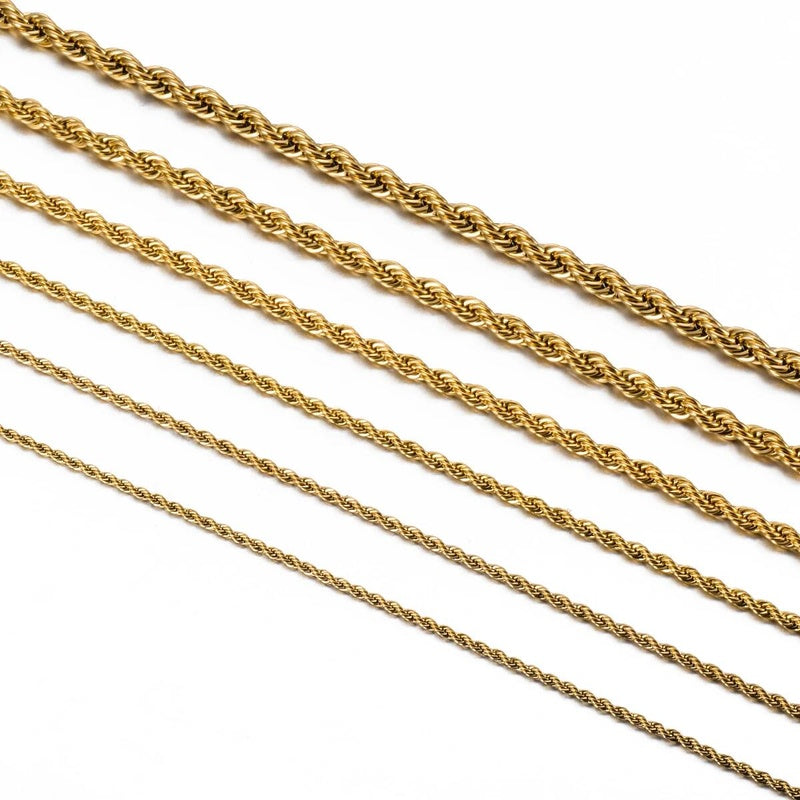 1 piece Gold Color Width 2mm/2.5mm/3mm/4mm/5mm/6mm Rope Necklace/Bracelet For Men Women Stainless Steel Chain Necklace