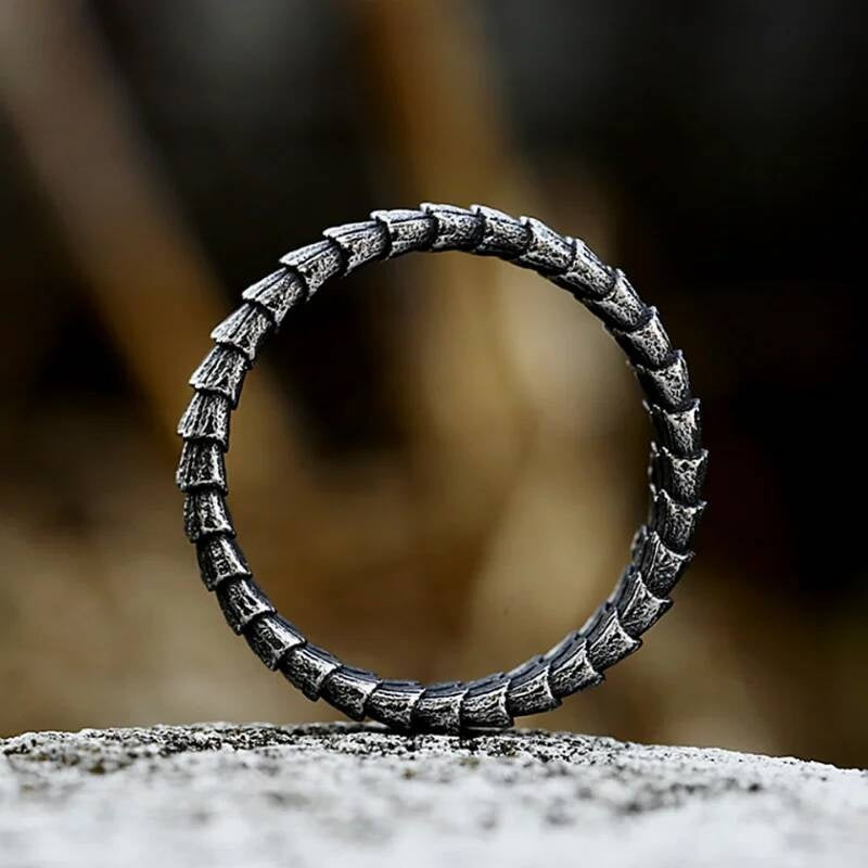 Vintage Viking Dragon Scale Ring – 316L Stainless Steel Unisex Amulet Band