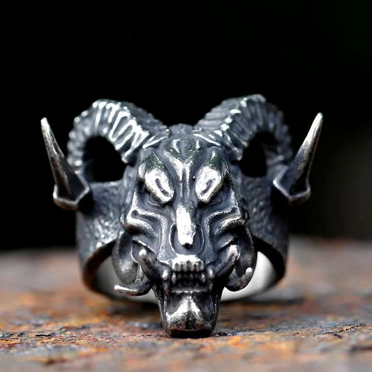 Devil Skull Ring – 316L Stainless Steel Gothic Punk Statement Band