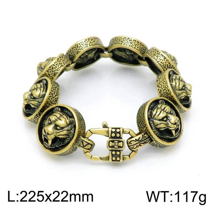 Tiger Men's Bracelet Stainless Steel 316L Punk Viking Jewelry KB152707-KJX 22cm