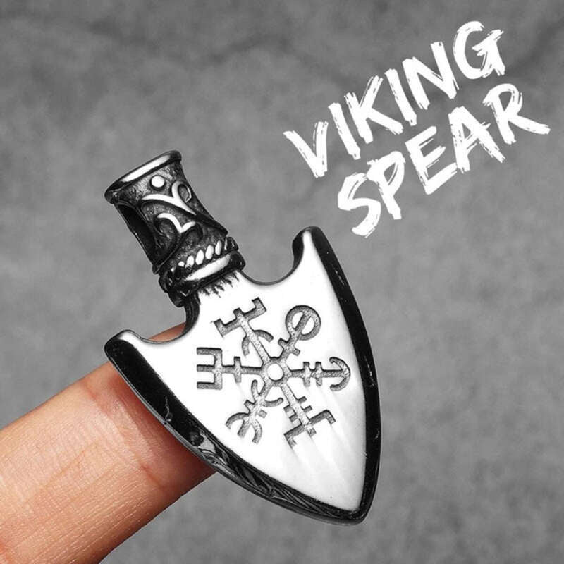 Viking Arrowhead Pendant Necklace – Double-Sided Rune Amulet in 316L Stainless Steel N1458-Only Pendant