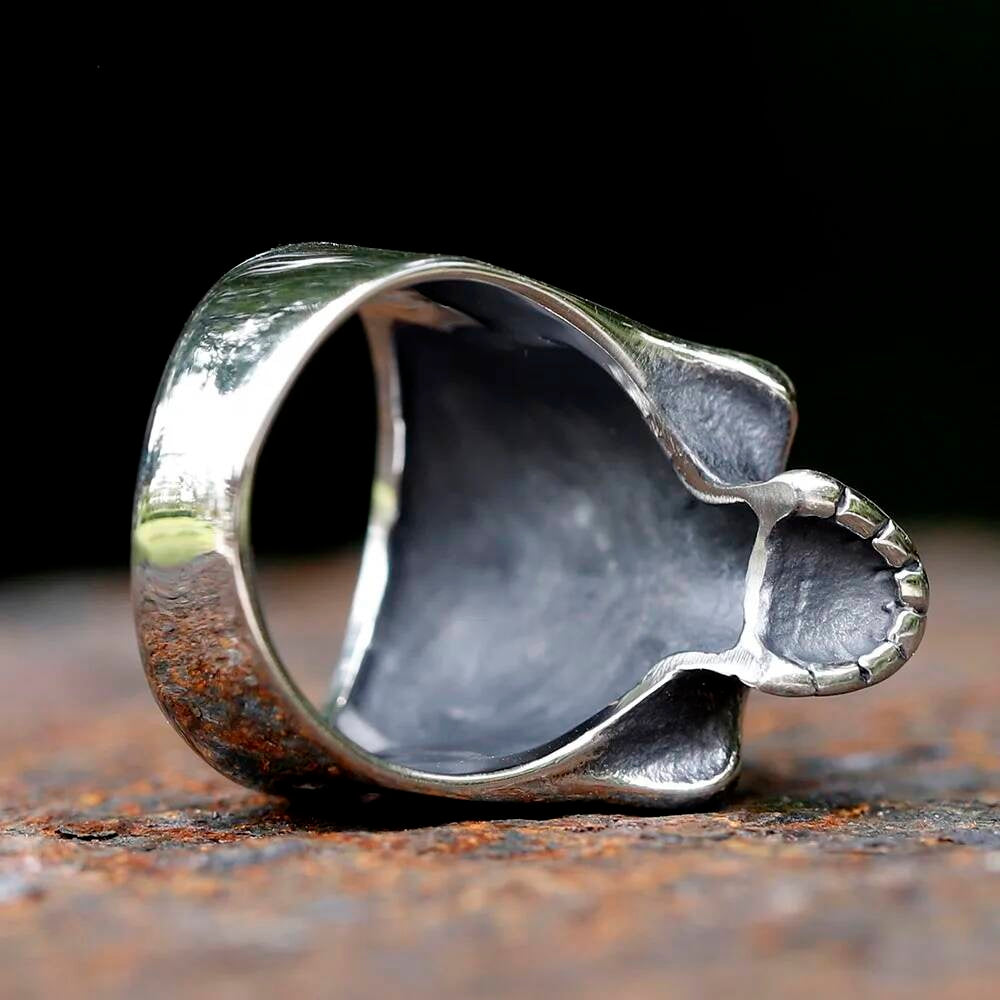 Caarium Skull Hand Ring - Gothic Stainless Steel Biker Band Jewelry