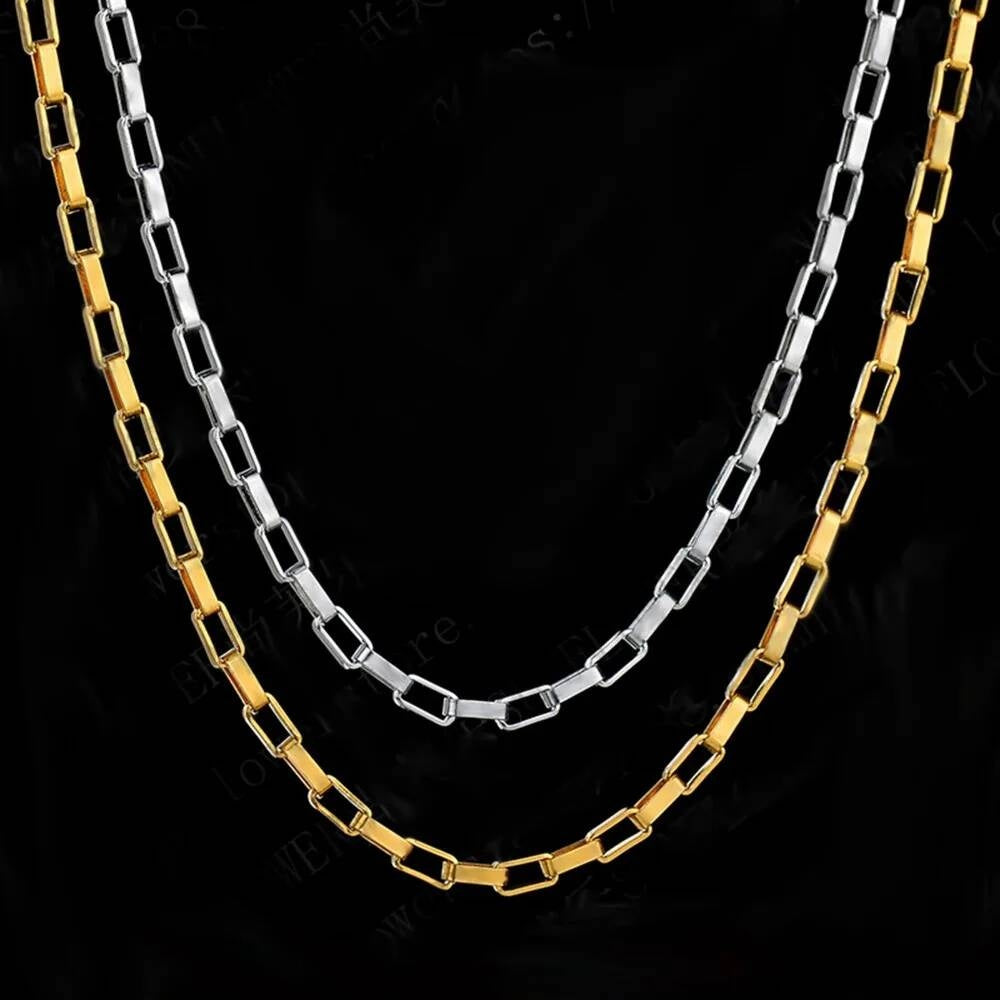 1Pc Stainless Steel Width 1.5/2/2.5/3/4mm Long Box Chain Necklace For Men Women DIY Jewelry Findings Making