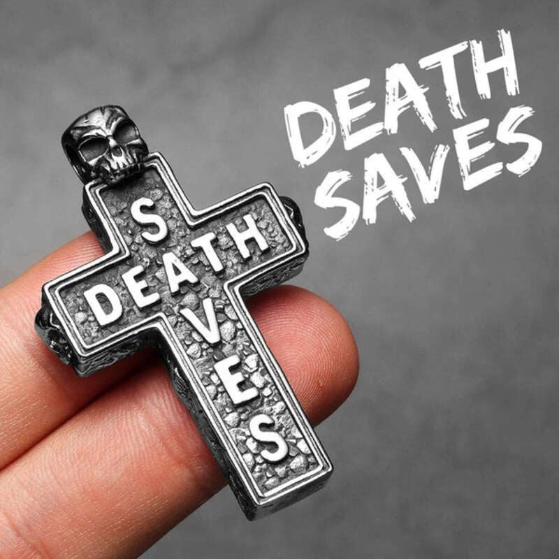 316L Stainless Steel “Death Saves” Skull Cross Pendant Necklace N1364-Only Pendant