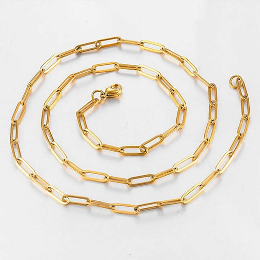 1Pc Width 4mm Hip Hop Stainless Steel Flat Cable Link Chain Necklace For Men and Women