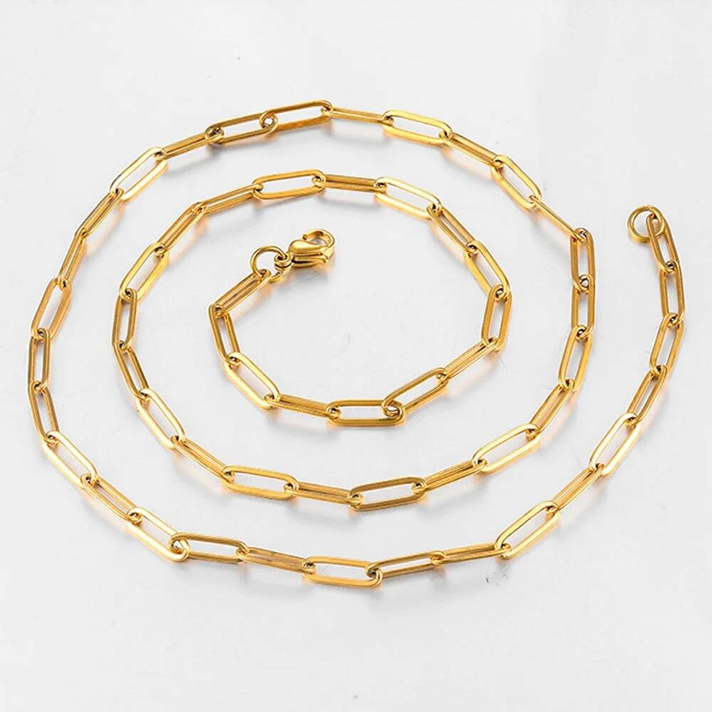 1Pc Width 4mm Hip Hop Stainless Steel Flat Cable Link Chain Necklace For Men and Women