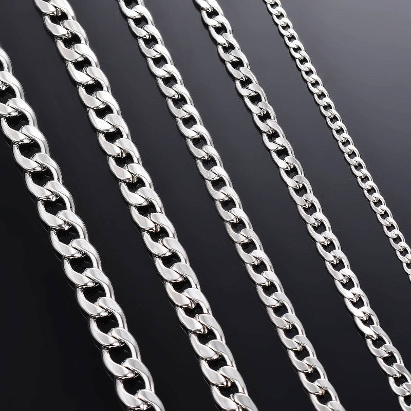 1 piece Width 3mm-9.5mm Curb Cuban Link Necklace for Men Women Basic Punk Stainless Steel Chain Chokers