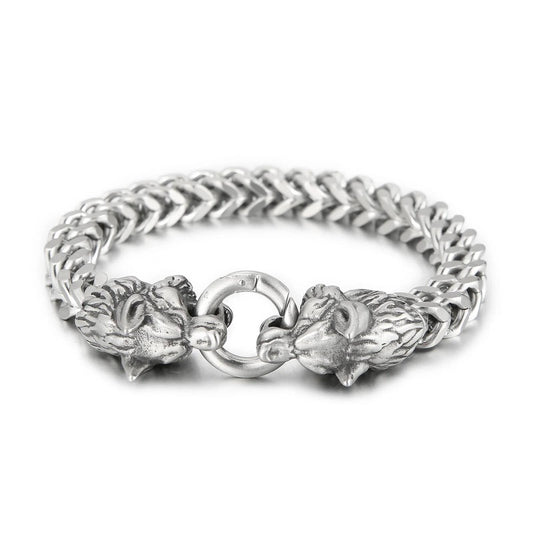 8mm Wolf Chain Bracelet Men Stainless Steel Retro Jewelry