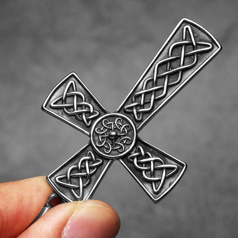 Celtic Cross Pendant Necklace, Elegant Silver Religious Jewelry with Intricate Knot Design