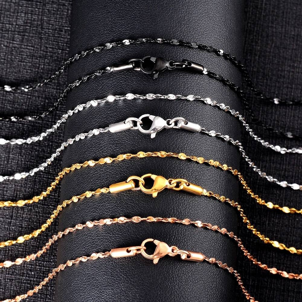1Pc Width 1.2mm/1.5mm/1.8mm Stainless Steel Tiny Link Matching Pendants Necklace Chain for DIY Jewelry Making