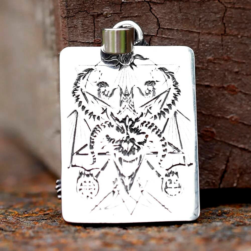 Demonic Relief Pendant – Gothic Dark Fantasy Stainless Steel Necklace