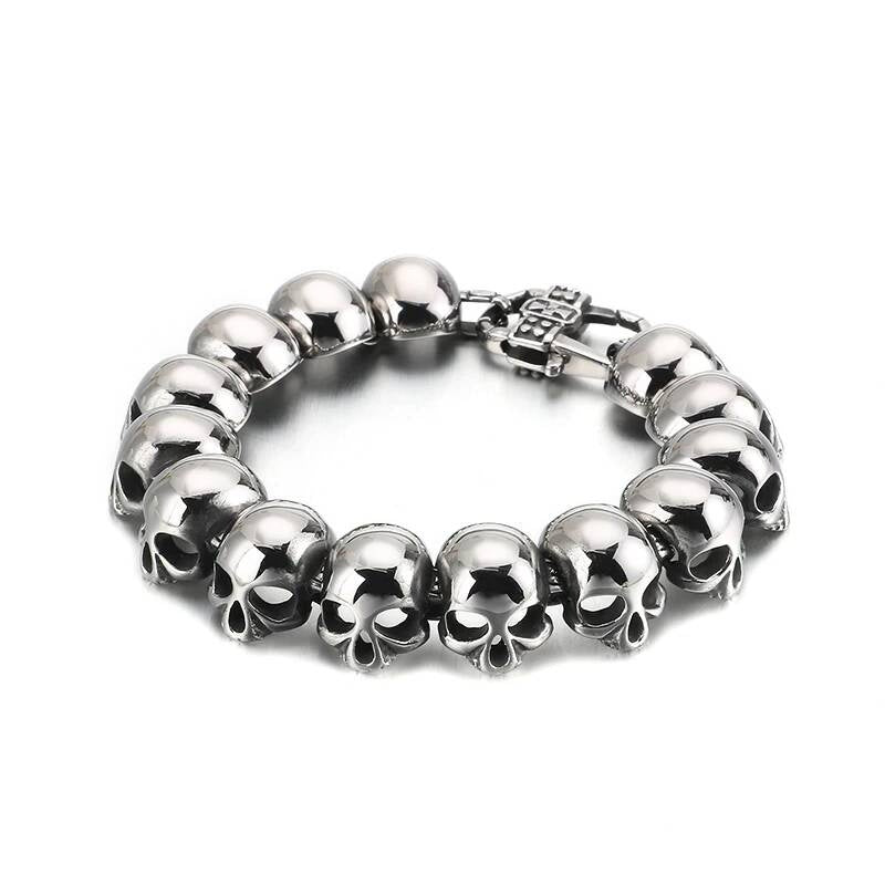 3 Styles Punk Metal Heavy Skull Charm Bracelet Men Stainless Steel Christmas Gift KB120789-BD