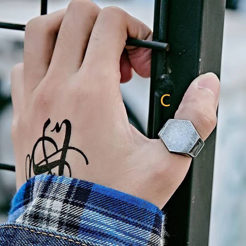 Modern Square Signet Ring – 316L Stainless Steel Minimalist Band
