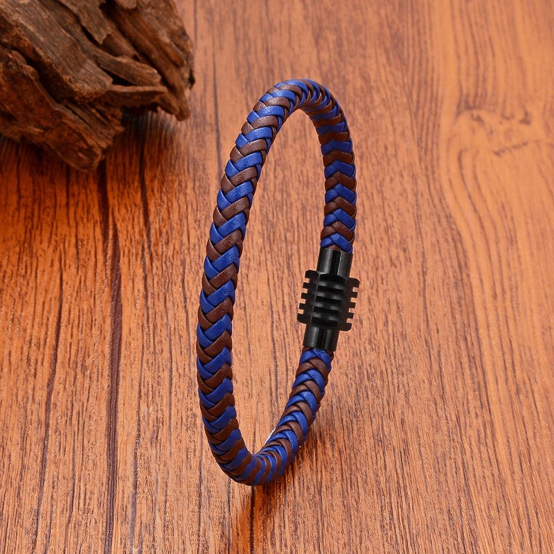 Wire Winding Link Chain Stainless Steel Man Bracelets Gold Plated Buckle Women's Hand Bracelet Classic Jewelry and Accessories Black Buckle-Blue B