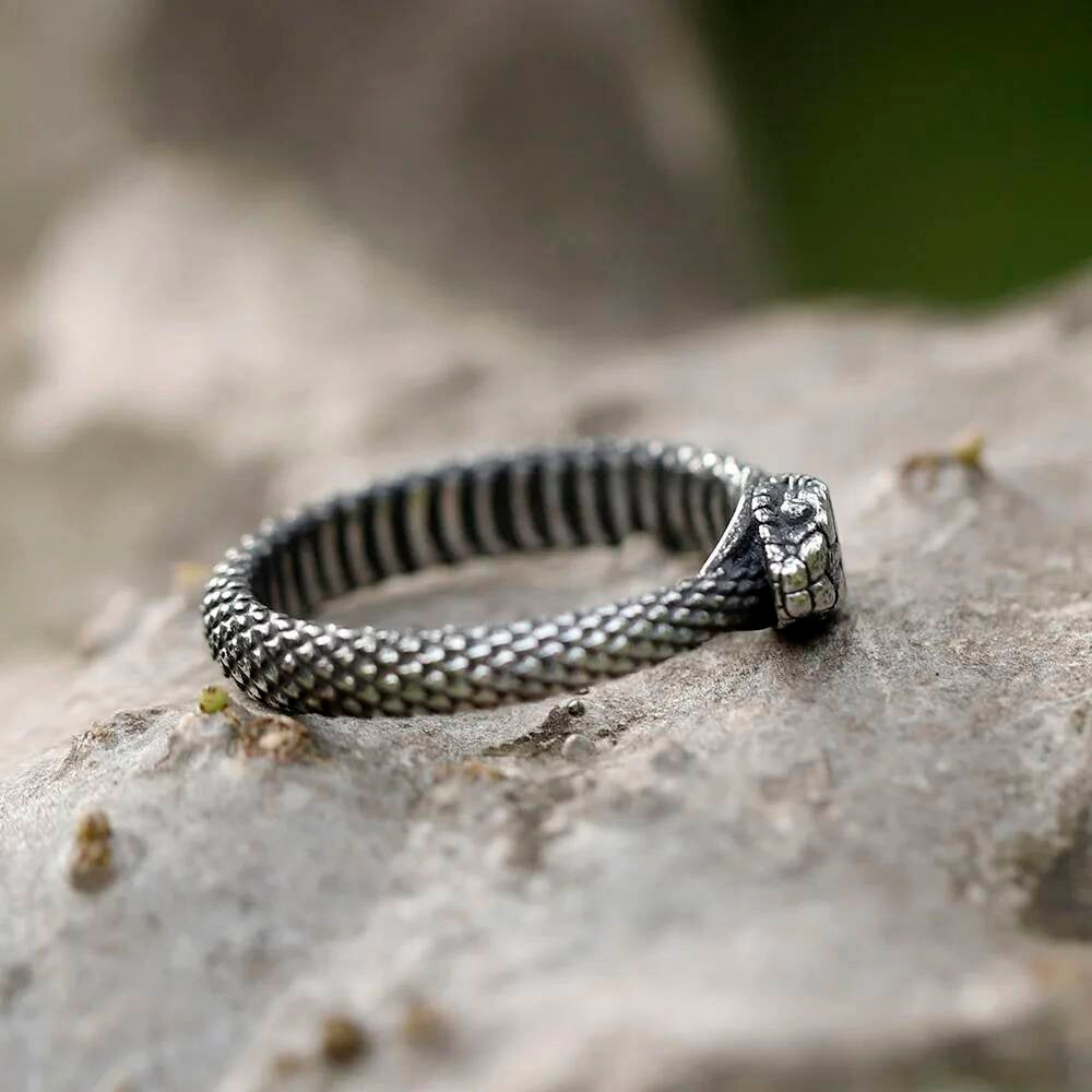 Men's 316L Stainless - Steel Viking Snake Head Amulet Ring For Teens -