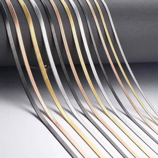1 piece Width 2mm/2.5mm/3mm/4mm Stainless Steel Herringbone Flat Snake Chain Men Women Necklace Jewelry Not allergic