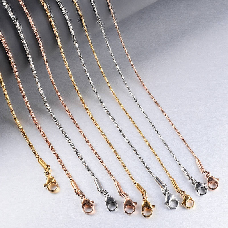 1 piece Width 0.9/1.2/1.5mm Tiny Twisted square snake Necklaces Jewelry Stainless Steel Choker Necklace For Women Collier