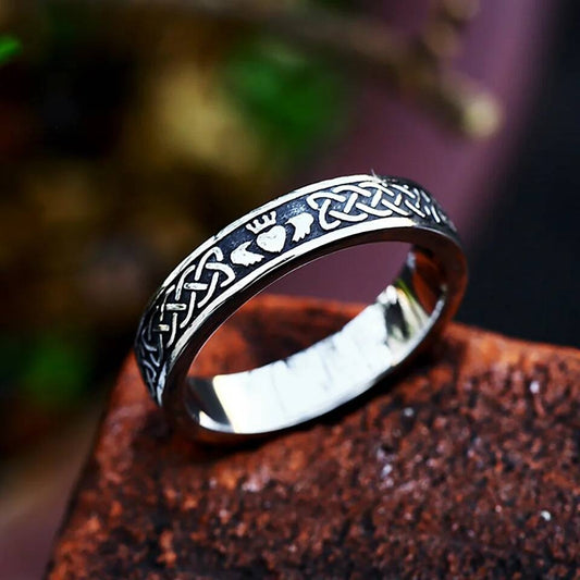 Viking Celtic Knot Couples Ring – 316L Stainless Steel Eternal Love Band Style B