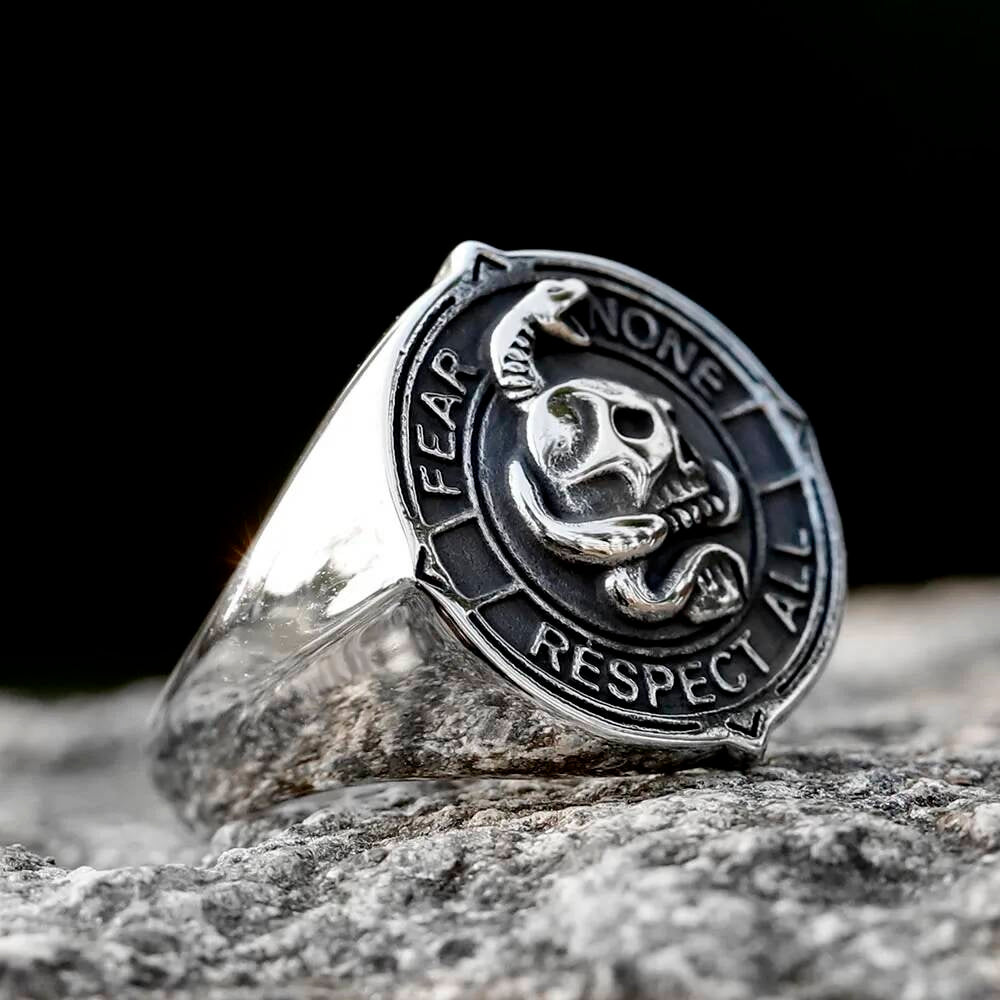 Viking Skull & Serpent Ring – 316L Stainless Steel Gothic Motorcycle Jewelry