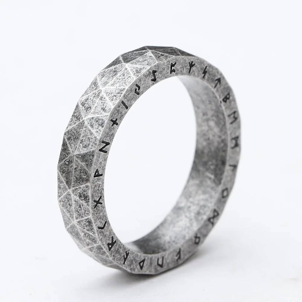 Viking Rune Band – 316L Stainless Steel Unisex Amulet Ring for Wedding & Fashion Retro
