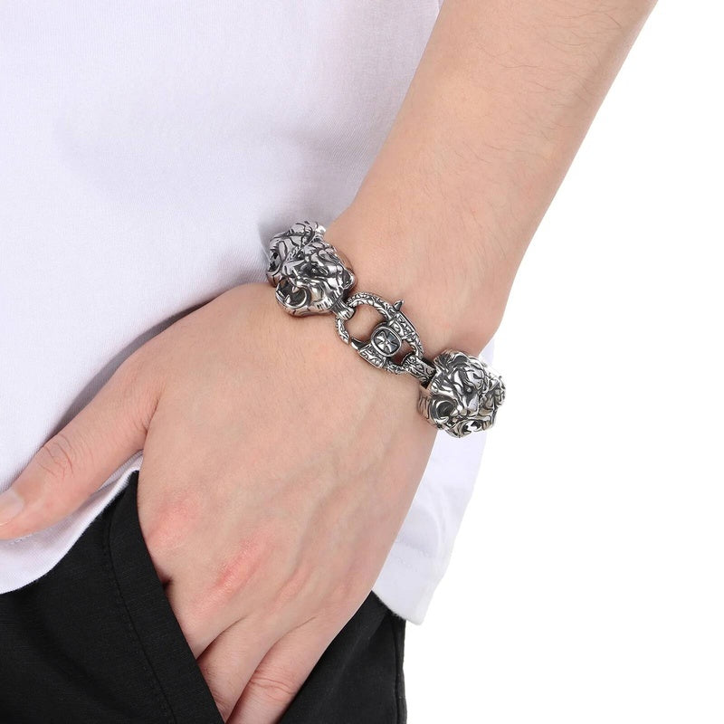Tiger Men's Bracelet Stainless Steel 316L Punk Viking Jewelry