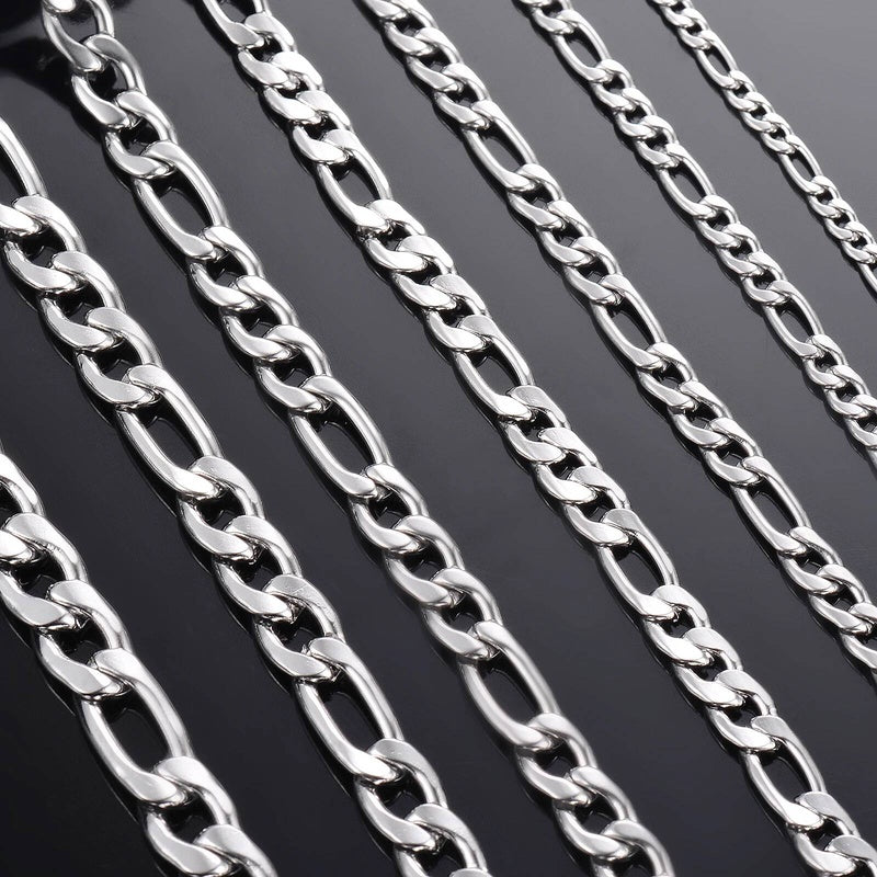 1 piece 3mm/3.8mm/4.5mm/5mm/6mm/7mm/7.5mm Figaro Link Jewelry Classic Curb Necklace Stainless Steel Chain for Men Women