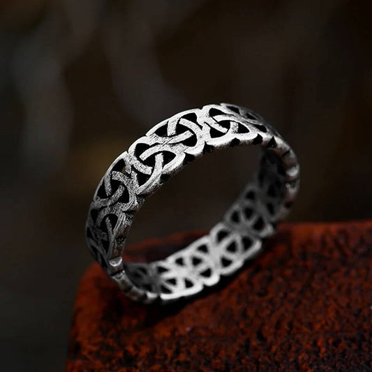 Valknut Celtic Knot Ring – 316L Stainless Steel Norse Unity Band Style A