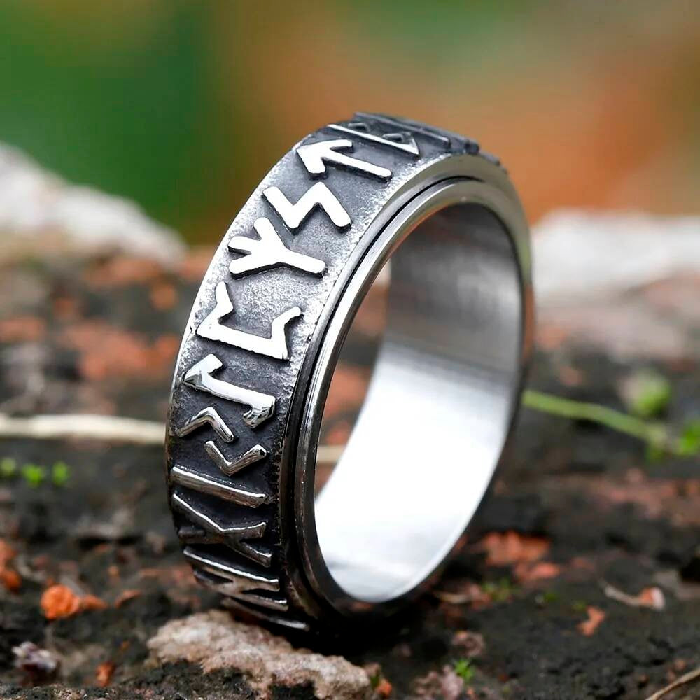 Vintage Viking Rune Ring For Men And Women - 316L Stainless Steel Odin Nordic Ring