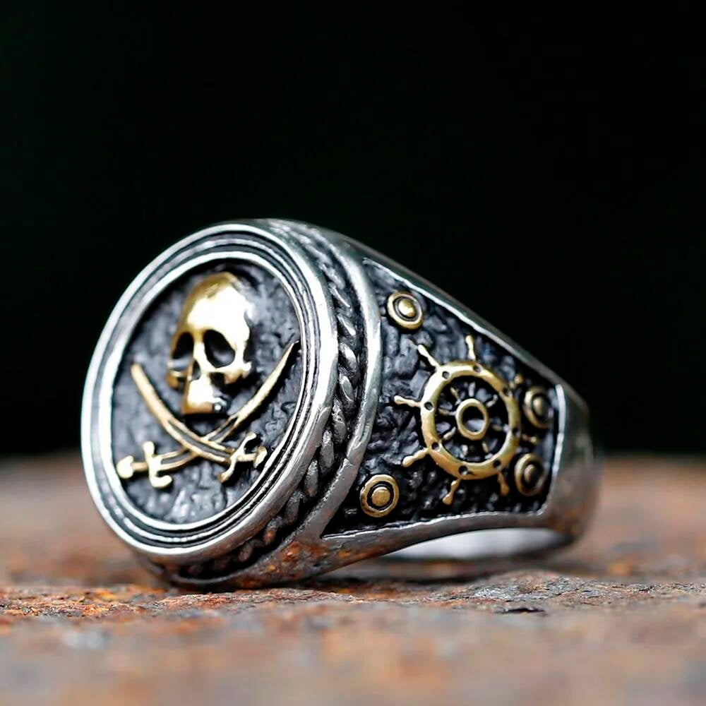Skull Motorcycle Band Ring – 316L Stainless Steel Gothic Party Gift