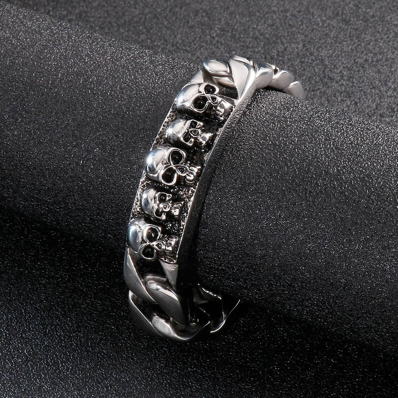 Punk Skull Ghost Cuban Chain Men's Bracelet Stainless Steel 316L Jewelry