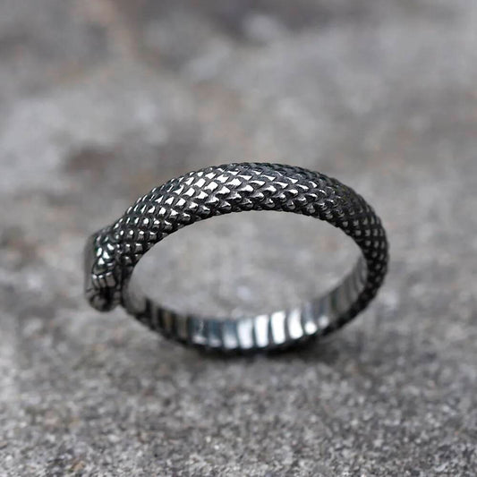 Men's 316L Stainless - Steel Viking Snake Head Amulet Ring For Teens -
