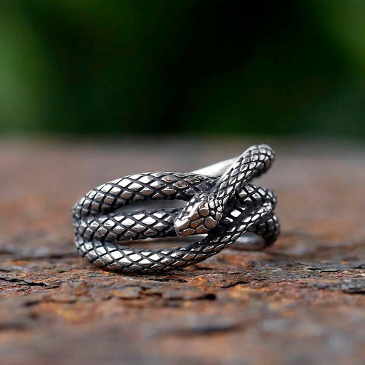 3D Snake Gothic Punk Ring – 316L Stainless Steel Biker Statement Band