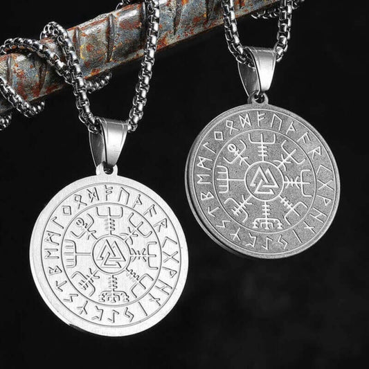 Men’s Viking Rune Valknut Pendant Necklace – 316L Stainless Steel Norse Amulet
