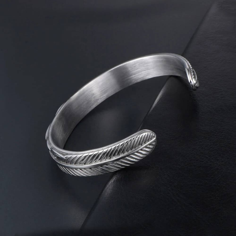 Feather Cuff Bracelet – Bohemian Style Stainless Steel Armring