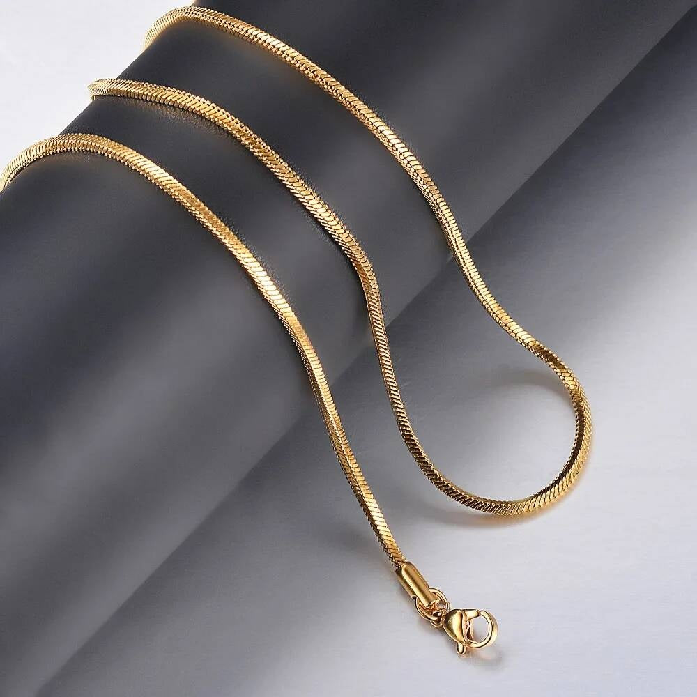 1 piece Width 0.9mm/1.2mm/1.5mm Gold Color Square Snake Chain Men Women 316 Stainless steel Necklace Jewelry