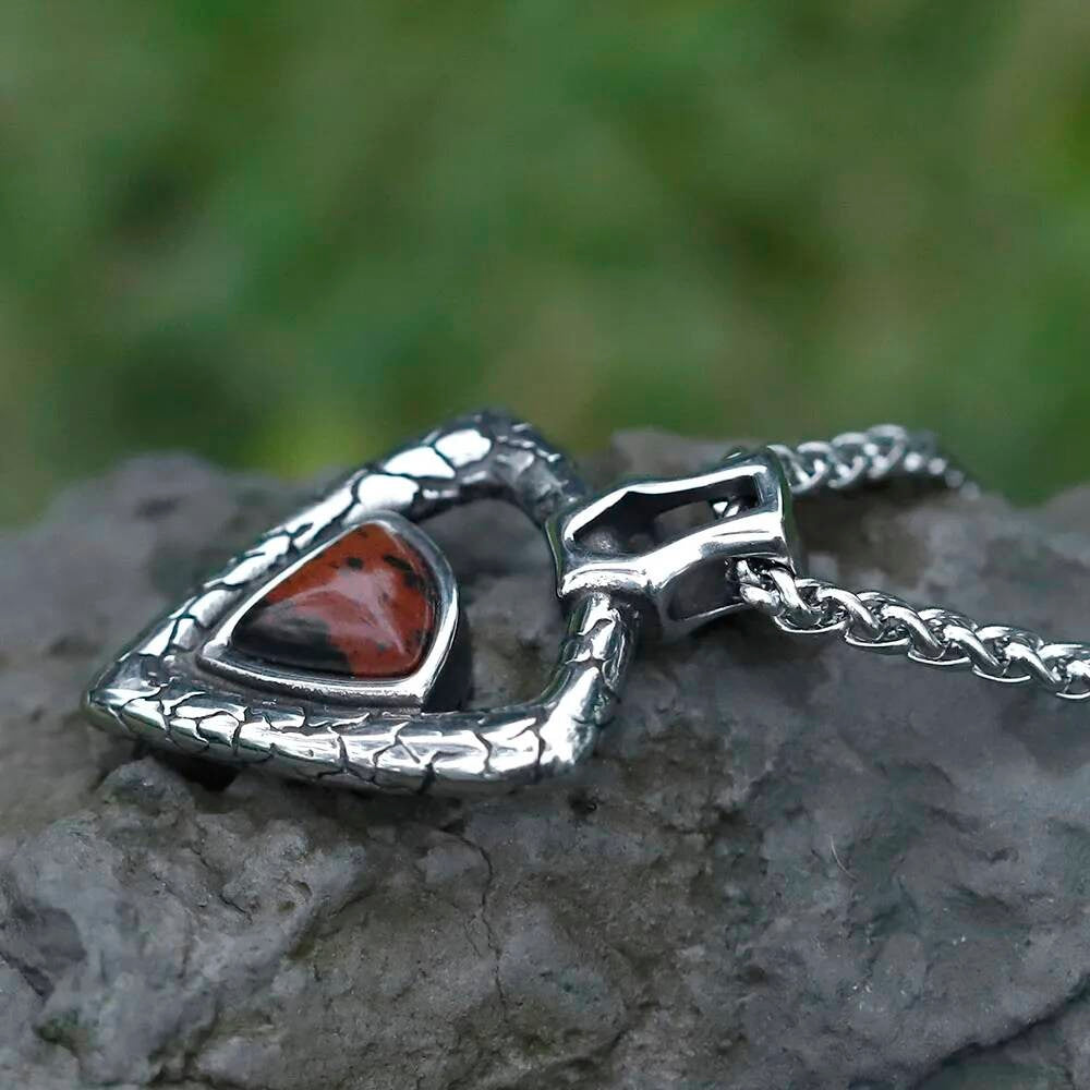 Viking Thor's Hammer Pendant with Red Jasper Stone – Silver Norse Amulet