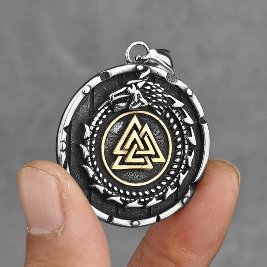 Viking Dragon Rune Pendant Chain Necklace For Men 316L Stainless Steel Jewelry Accessories Gold 60cm