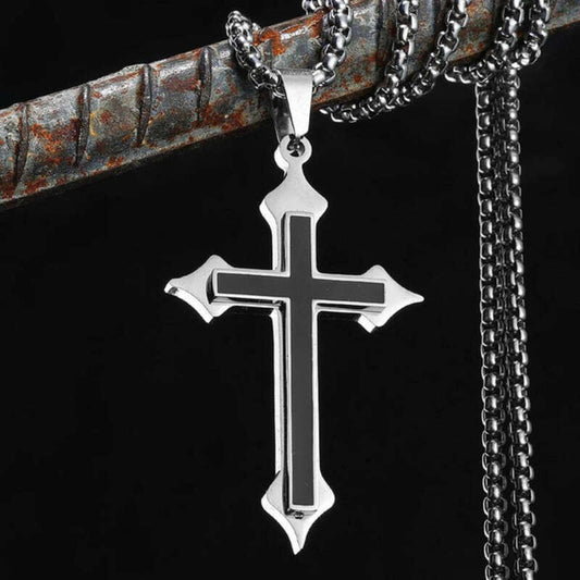 316L Stainless Steel Black Cross Pendant Necklace – Gothic Christian Jewelry
