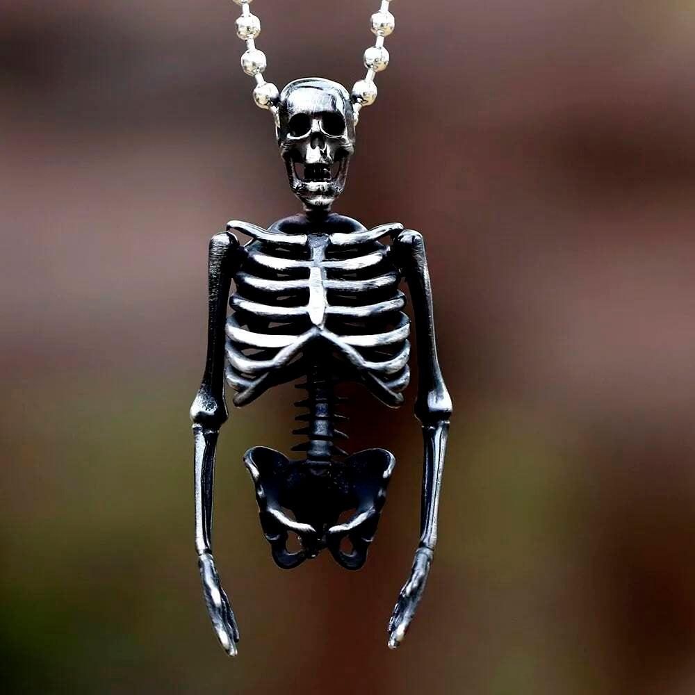 Full Skeleton Pendant Necklace – Gothic Punk Halloween Jewelry