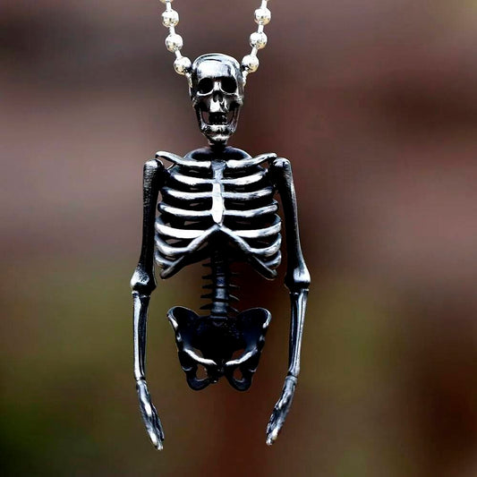 Full Skeleton Pendant Necklace – Gothic Punk Halloween Jewelry