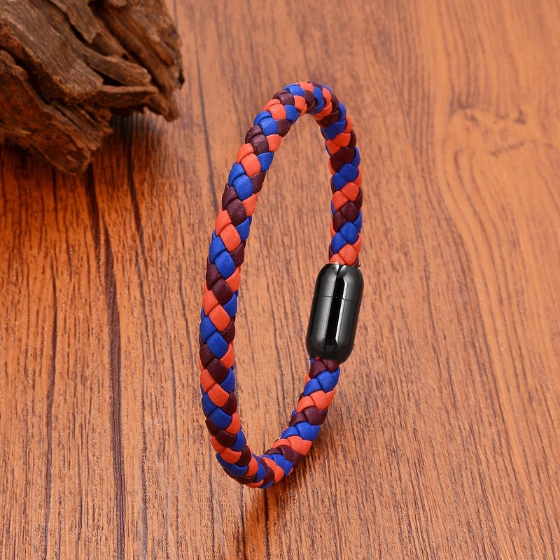 Black Braided Leather Bracelet with Green Jade Beads - Stylish Multi-Layer Magnetic Clasp Jewelry for Casual Wear and Gifts Style A-Black