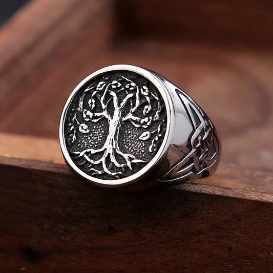 Viking Tree of Life Ring – 316L Stainless Steel Norse/Celtic Amulet Band