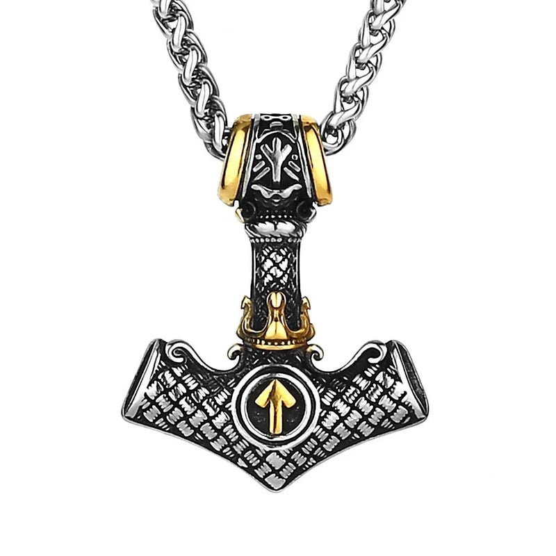Men's 316L Stainless Steel Viking Hammer Pendant Necklace