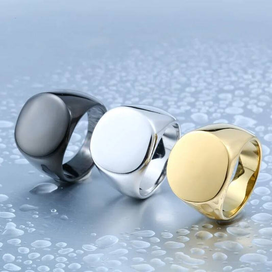 High-Polish Silver Band – 316L Stainless Steel Biker Statement Ring