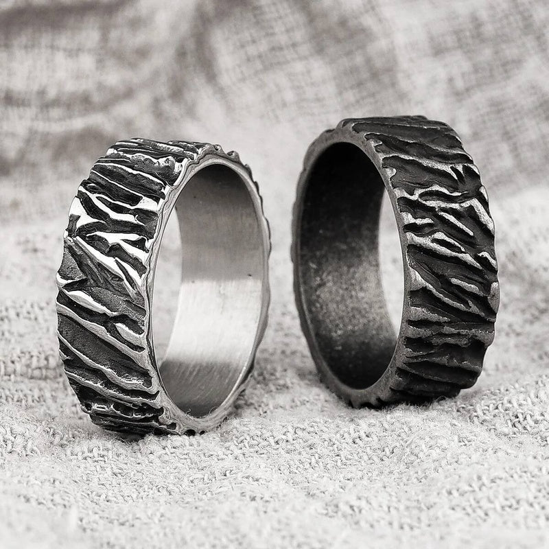 Vintage Black Volcano Ring 316L Stainless Steel Retro Jewelry for Men