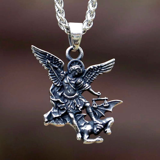 St. Michael the Archangel Pendant – Stainless Steel Guardian Angel Necklace